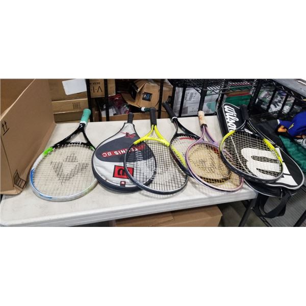 6 TENNIS RACKETS AND 2 CASES