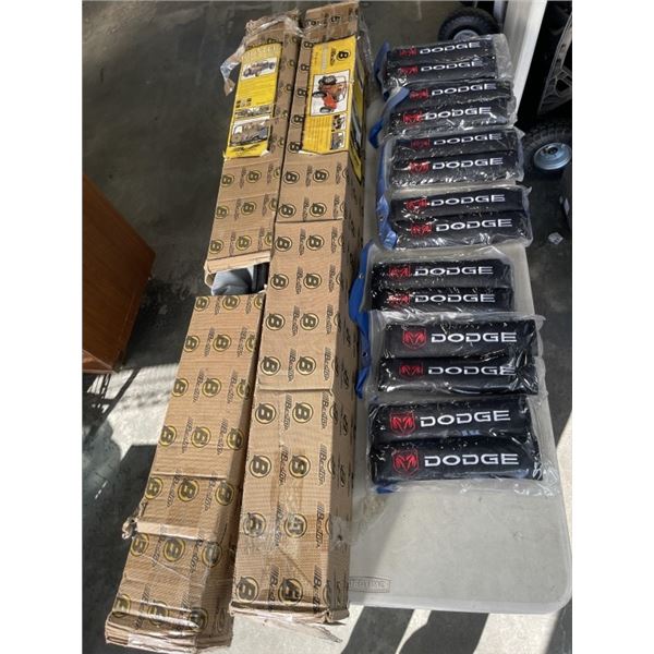 BESTOP DUSTER DECK COVER, BESTOP WINDJAMMER AND BAG OF NEW DODGE SEAT BELT COVERS