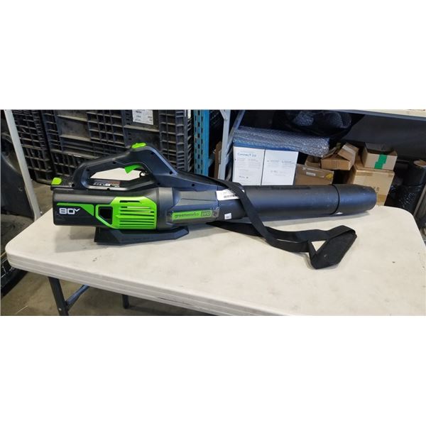 GREENWORKS PRO 80 VOLT CORDLESS BLOWER WORKING ABNORMALLY LOUD NO BATTERY