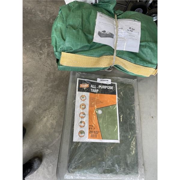 NEW BAGSTER 1500KG WASTE DISOPOSAL BAG AND NEW 5X7FT TARP