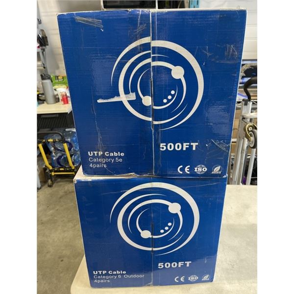 1,000 FEET UTP CABLE. 500FT IS CAT 6 OUTDOOR, 500FT IS CAT 5 OUTDOOR