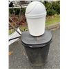 Image 4 : TWO GARBAGE CANS, DRYING RACK AND WORKING IRON