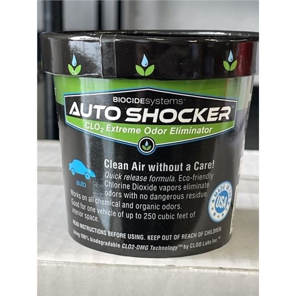 NEW CASE OF 24 AUTO SHOCKER BIOCIDE SYSTEMS, ODOR ELIMINATORS