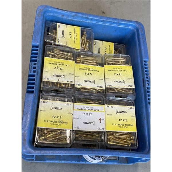 TRAY OF 12 X 2 FLAT WOOD SCREWS