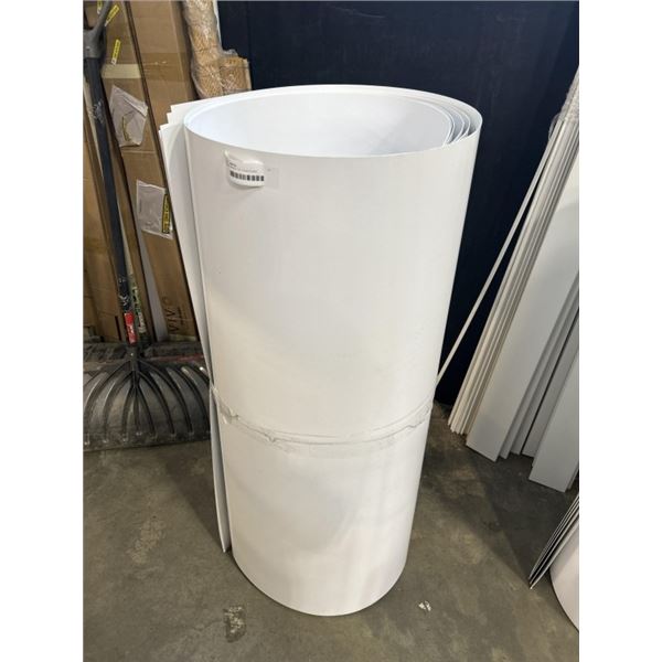 5 NEW SHEETS OF PLASTICIZED CARDBOARD SHEETS, 4FT X 8FT