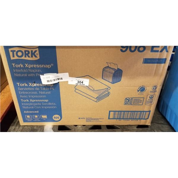 NEW CASE OF TORK XPRESSNAP INTERFOLD NATURAL WITH PRINT NAPKINS, 6,000 PER CASE