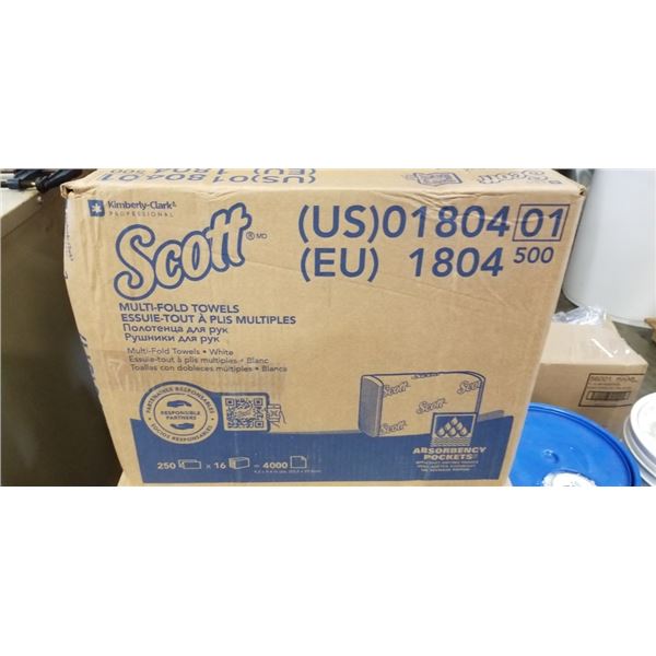 NEW CASE OF SCOTT MULTIFOLD TOWELS, WHITE, 16 PCKS OF 250, 4,000 TOTAL