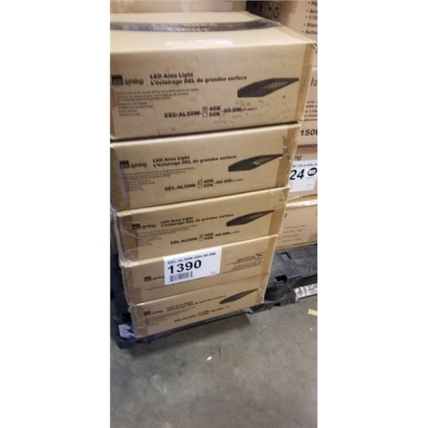 5 NEW EE LIGHTING LED AREA LIGHTS, 40K, MODEL 40K-90-SM SUITABLE FOR SECURITY, PARKING LOTS ETC, AND