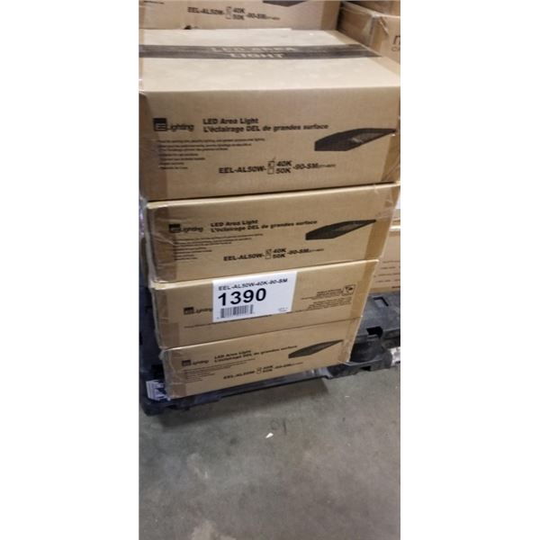 4 NEW EE LIGHTING LED ARE LIGHTS, 40K, MODEL 40K-90-SM SUITABLE FOR SECURITY, PARKING LOTS ETC, AND 