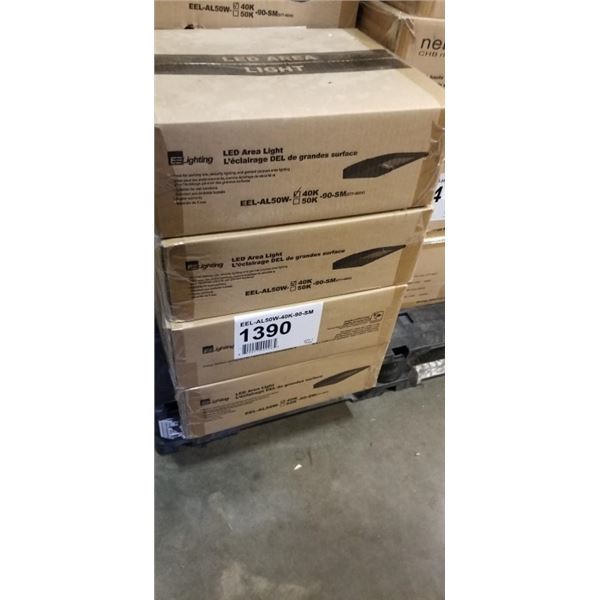 4 NEW EE LIGHTING LED ARE LIGHTS, 40K, MODEL 40K-90-SM SUITABLE FOR SECURITY, PARKING LOTS ETC, AND 