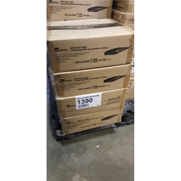 4 NEW EE LIGHTING LED ARE LIGHTS, 40K, MODEL 40K-90-SM SUITABLE FOR SECURITY, PARKING LOTS ETC, AND 