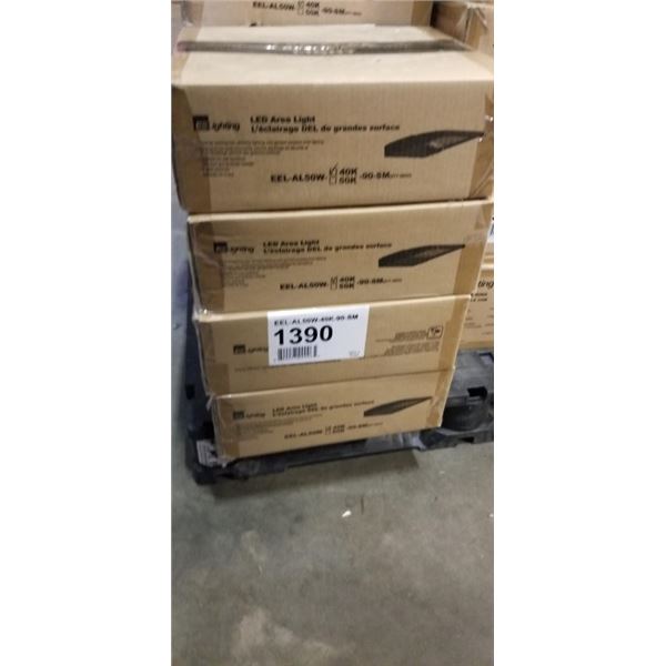 4 NEW EE LIGHTING LED AREA LIGHTS, 40K, MODEL 40K-90-SM SUITABLE FOR SECURITY, PARKING LOTS ETC, AND
