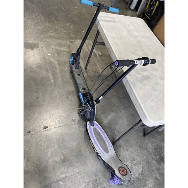 2 ELECTRIC SCOTTERS. HAS BATTERIES, NO CHARGERS. WORKING