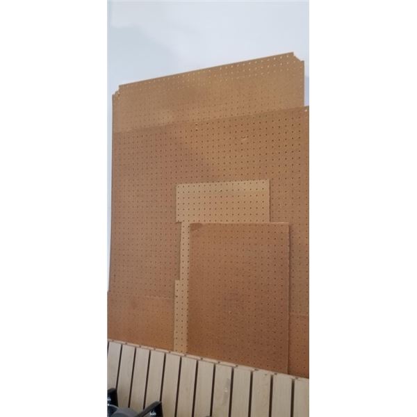 LOT OF PEGBOARD, SLATWALL, AND HOOKS