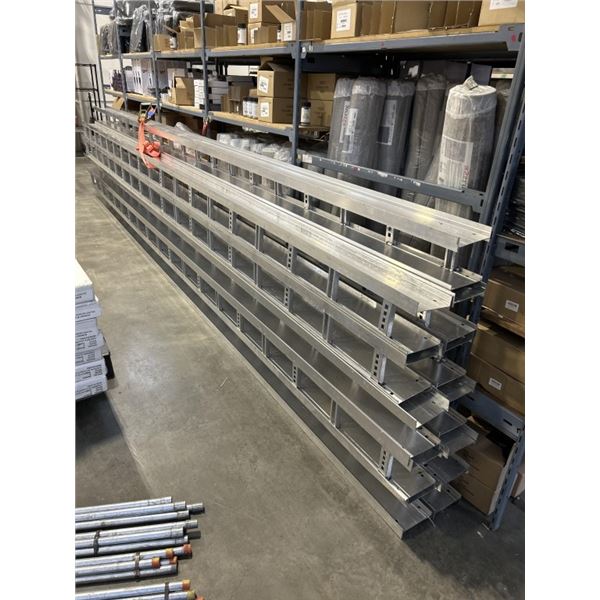 11 ALUMINUM LADDER STYLE CABLE TRAY SECTIONS , 19 FEET, 9 INCHES EACH, COMMERCIAL / INDUSTRIAL CABLE