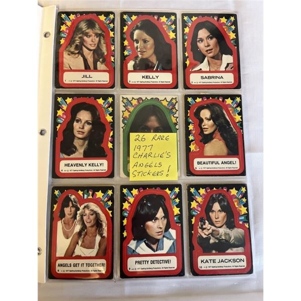 26 RARE 1977 CHARLIES ANGELS STICKERS