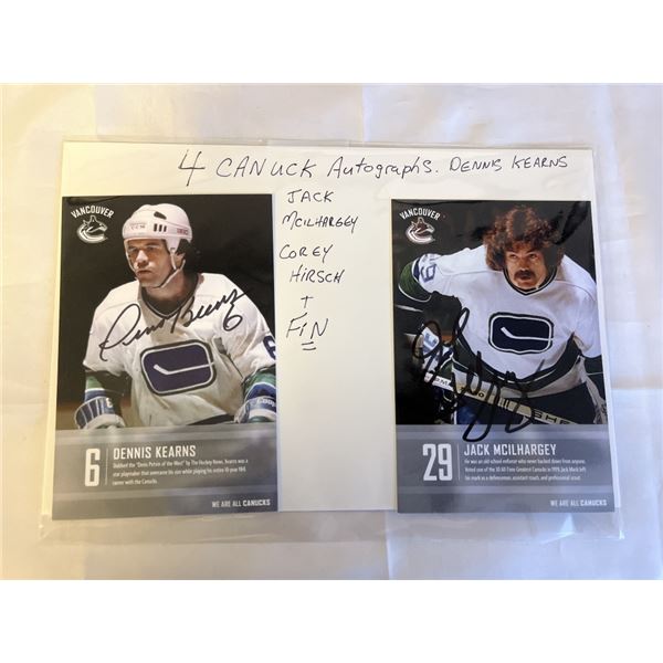 4 CANUCK HOCKEY AUTOGRAPHED CARDS