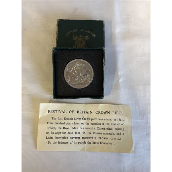 1951 MINT FESTIVAL OF BRITAIN CROWN COIN