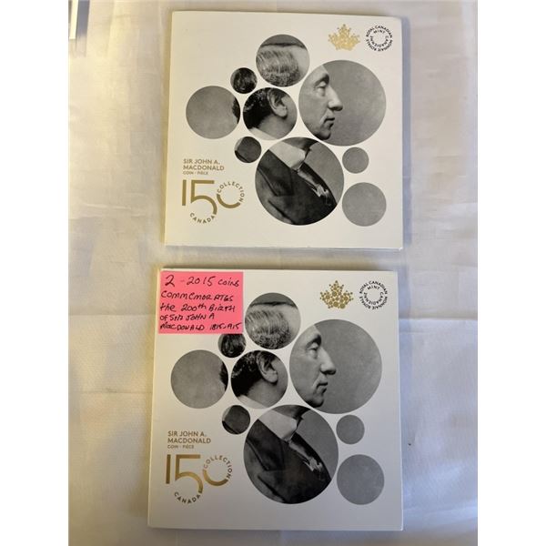 2 - 2015 COINS, COMMEMORATING THE 200TH BIRTHDAY OF SIR JOHN A MACDONALD