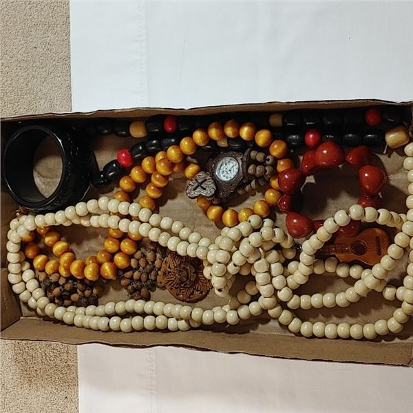 TRAY W/ WOOD JEWELRY