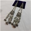 Image 2 : HUGE PAIR OF SILVER TONE EARRINGS