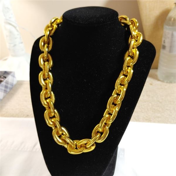 GOLD PLATED LARGE LINKS CHAIN NECKLACE, LIGHT WEIGHT 19" LONG