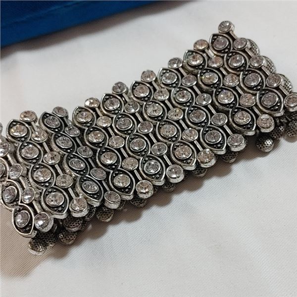 VINTAGE SILVER TONE W/ RHINESTONES BRACELET
