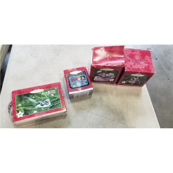 FOUR VINTAGE HALLMARK KEEPSAKE CHRISTMAS ORNAMENTS