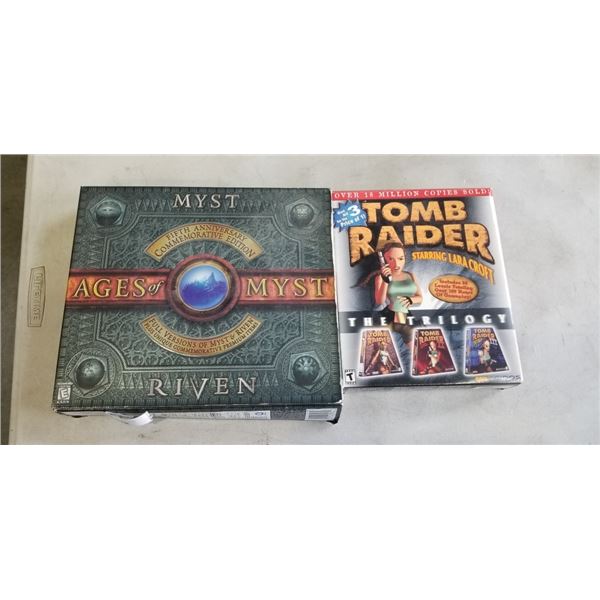 TOMB RAIDER TRILOGY AND AGES OF MYST & RIVEN GAMES FOR PC. COMPLETE