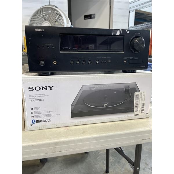 SONY STEREO TURNTABLE & DENON AV SURROUND RECEIVER. WORKING
