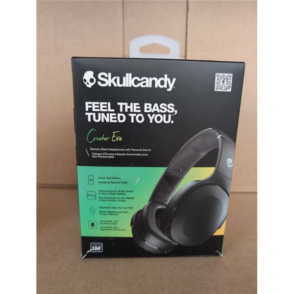SKULLCANDY CRUSHER EVO OVER EAR SOUND ISOLATING WIRELESS HEADPHONES - TESTED WORKING, RETAIL $169