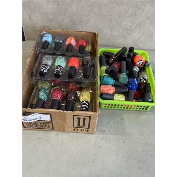 2 TRAYS FULL OF BRAND NAME NAIL POLISH, IMCLDUINMG OPI, CHINA GLAZE, MORGAN TAYLOR, AND MORE