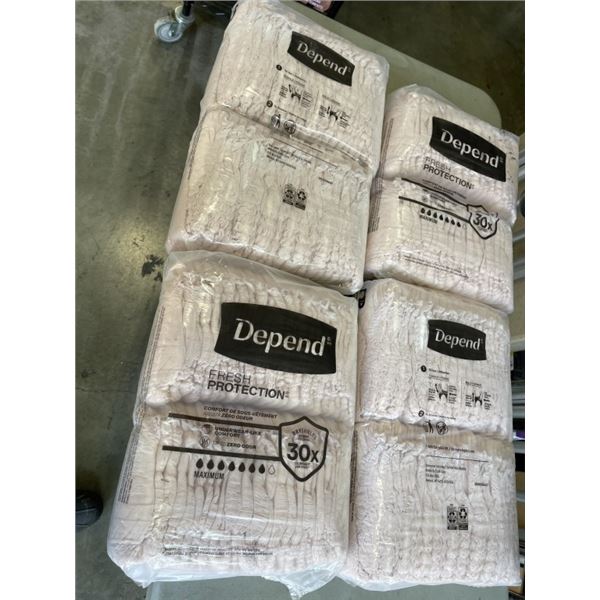 4 JUMBO PACKS OF DEPENDS FRESH PROTECTION UNDERWEAR