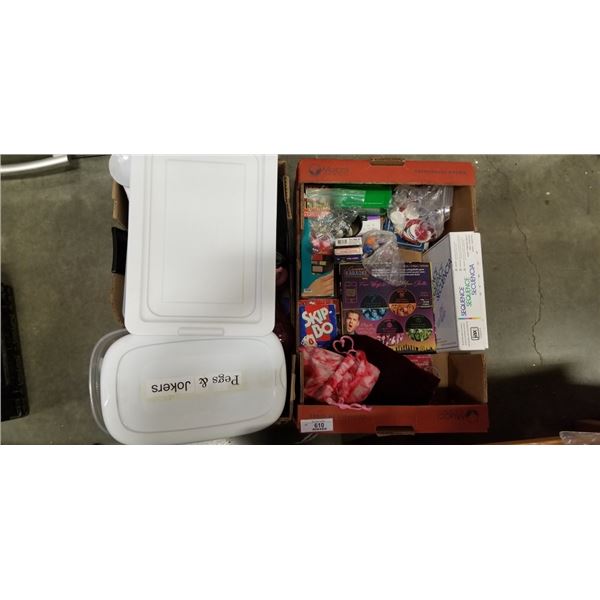 2 BOXES OF HOUSEHOLD ITEMS, GAMES AND MORE