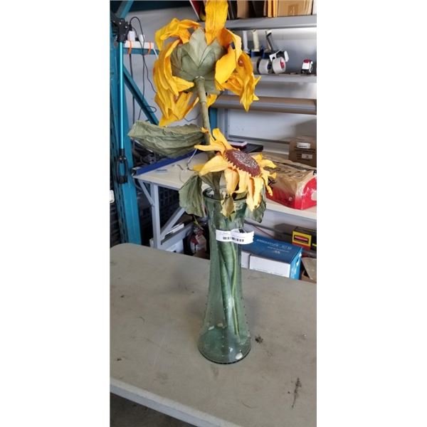 LARGE VASE WITH FAKE SUNFLOWERS