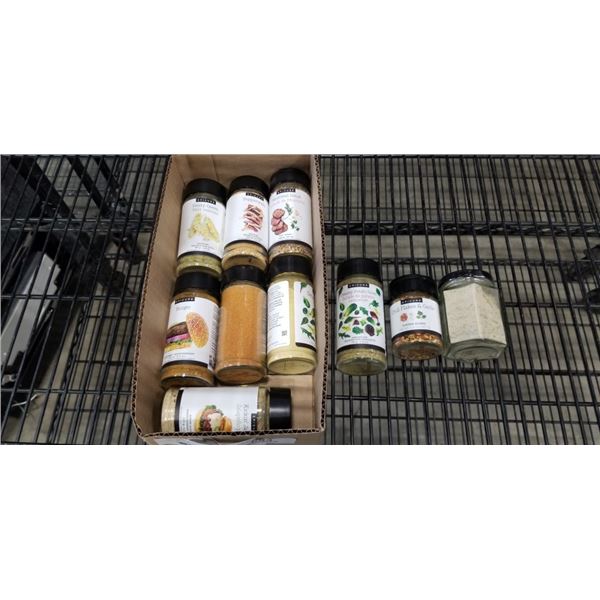 TRAY OF 10 NEW ASSORTED EPICURE SPICES AND SEASONINGS