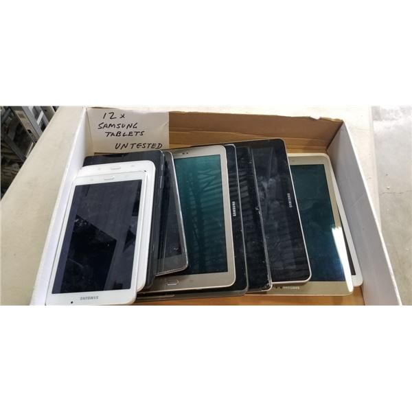 12 SAMSUNG TABLETS. UNTESTED