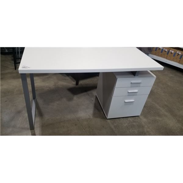 MODERN WHITE PEDESTAL DESK 55 X 24 INCH AND 29.5 INCH TALL