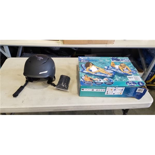 AQUA POOL FLOAT AND LOUNBGER 2 PACK AND SIZE XL BOLLE MIPS HELMET
