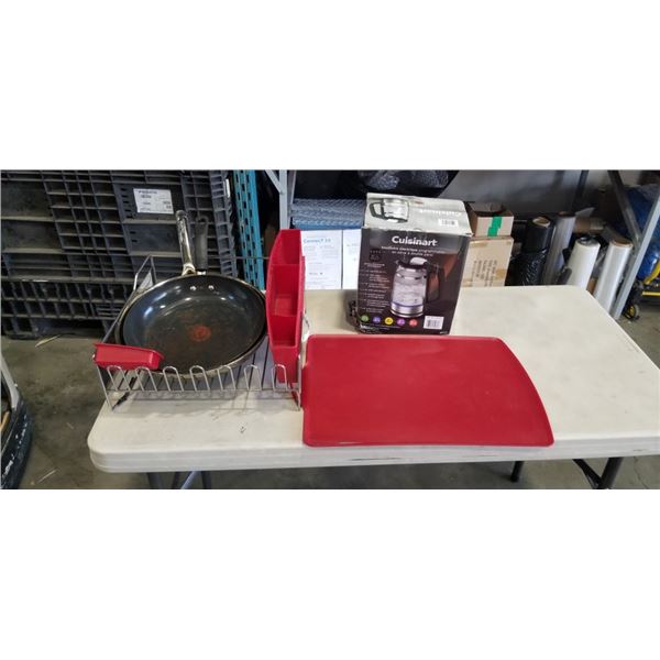 DIGITAL ELECTRIC KETTLE, TWO FRYING PANS AND SPICE JARS
