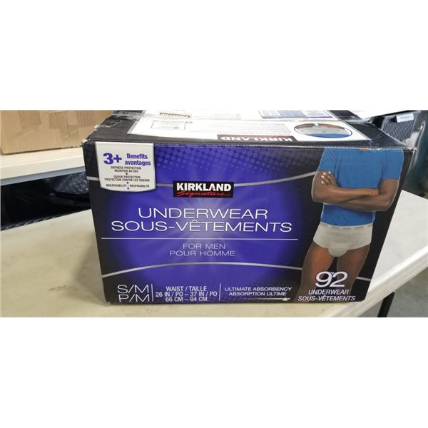 CASE OF KIRKLAND FOR MEN SIZE SMALL UNDERWEAR, 92 COUNT