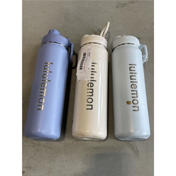 3 LULULEMON STAINLESS STEEL WATER BOTTLES