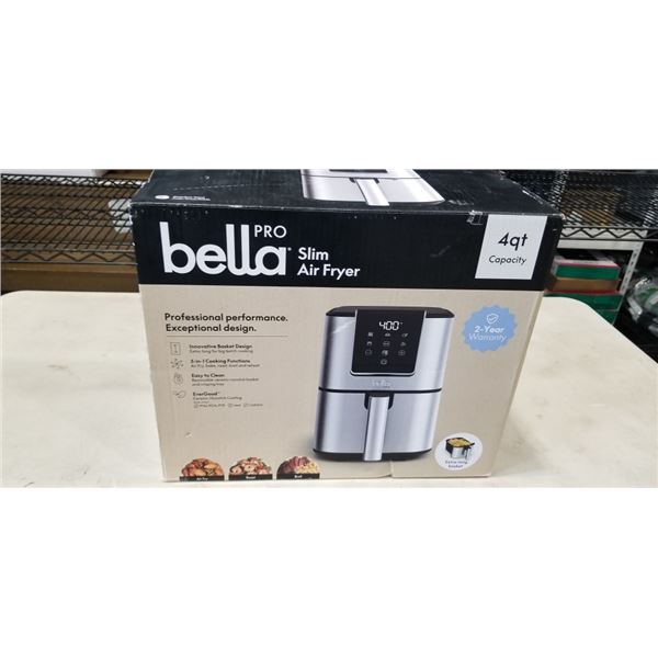 BELLA PRO SLIM 4QT AIR FRYER - TESTED WORKING, RETAIL $199