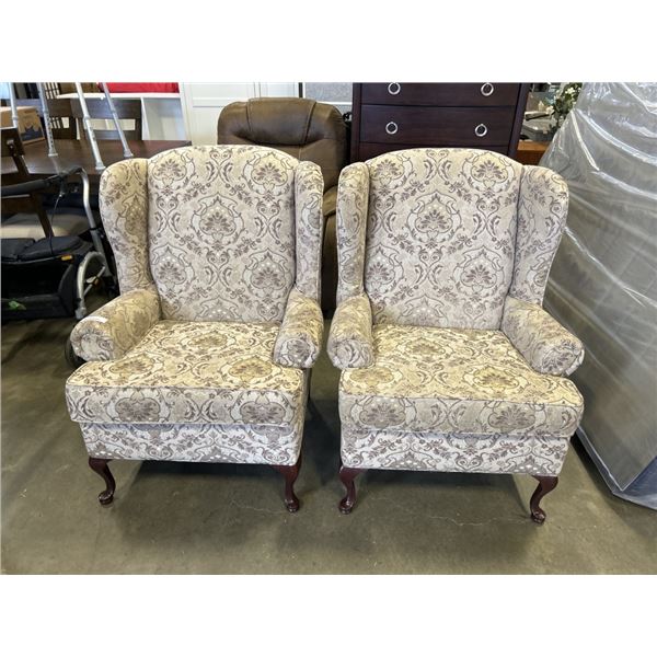 PAIR OF WING BACK CHAIRS