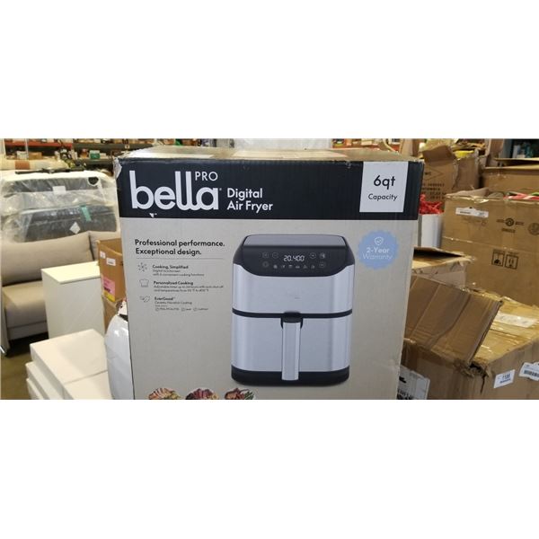 BELLA PRO 6QT AIR FRYER - TESTED WORKING, RETAIL $219