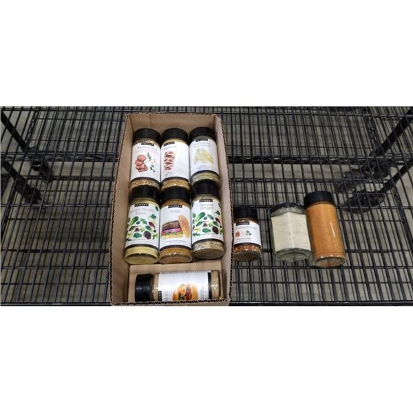 TRAY OF 10 NEW ASSORTED EPICURE SPICES AND SEASONINGS