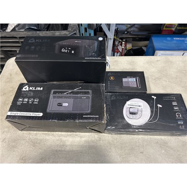 KLIM BOOMBOX, KLIM SINGLE CASETTE PLAYER, KLIM DISCMAN , AND KLIM CASETTE PLAYER