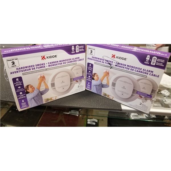 2 NEW 2 PACKS OF KIDDE HARDWIRED SMOKE AND CARBON MONOXIDE ALARMS