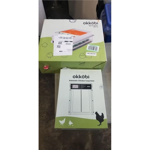 OKKOBI EGG INCUBATOR MODEL OBI-36, AND OKKOBI AUTOMATIC CHICKEN COOP DOOR