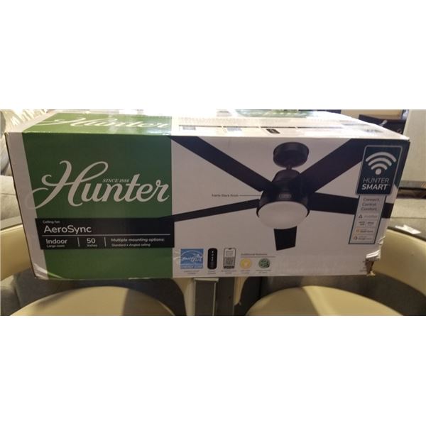 AS NEW HUNTER AEROSYNC 50 INCH CEILING FAN